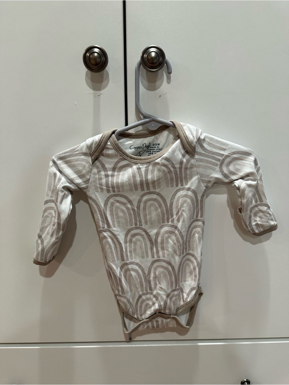 Copper Pearl Neutral Rainbow Long-Sleeve Baby Bodysuit